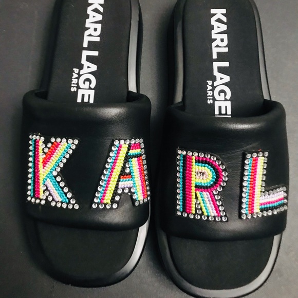 KARL LAGERFELD PARIS WOMEN OPAL SANDALS. CLASSY DESIGN FOR COMFORT. NEW SIZE 10 - Picture 4 of 10